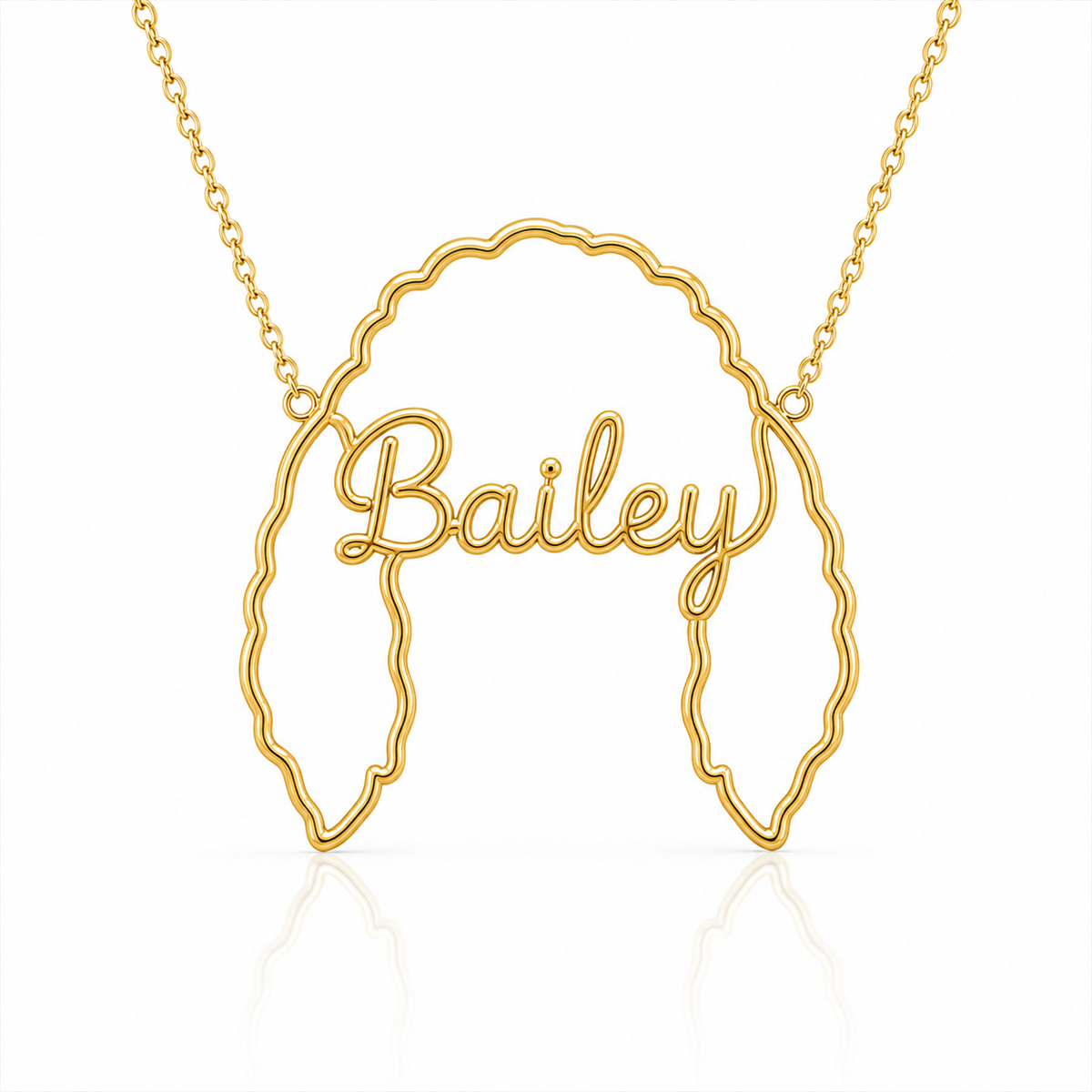 Soulyshine Barbet personalized outline pet face and name necklace in gold