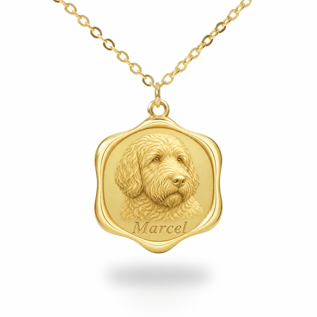 Soulyshine Barbet Precious Paw personalized pet photo necklace - 18K Gold Vermeil front