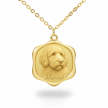 Soulyshine Barbet Precious Paw personalized pet photo necklace - 18K Gold Vermeil front