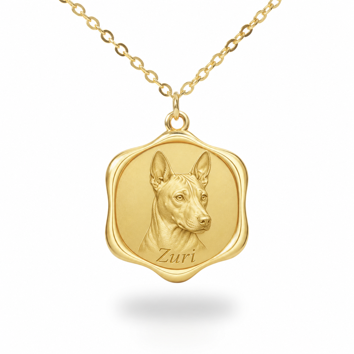 Soulyshine Basenji Precious Paw personalized pet photo necklace - 18K Gold Vermeil front