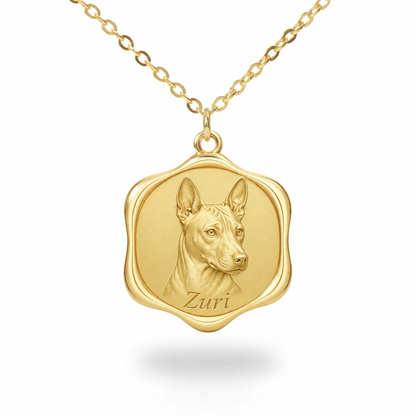 Soulyshine Basenji Precious Paw personalized pet photo necklace - 18K Gold Vermeil front