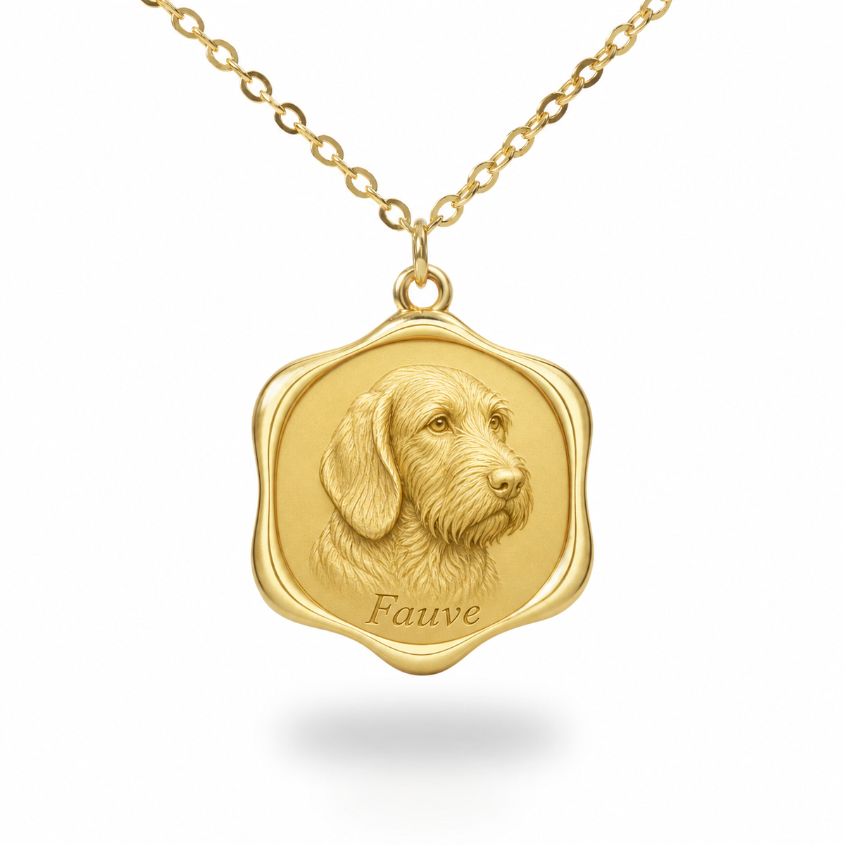 Soulyshine Basset Fauve de Bretagne Precious Paw personalized pet photo necklace - 18K Gold Vermeil front
