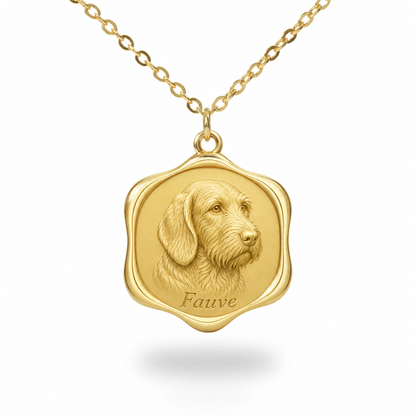 Soulyshine Basset Fauve de Bretagne Precious Paw personalized pet photo necklace - 18K Gold Vermeil front