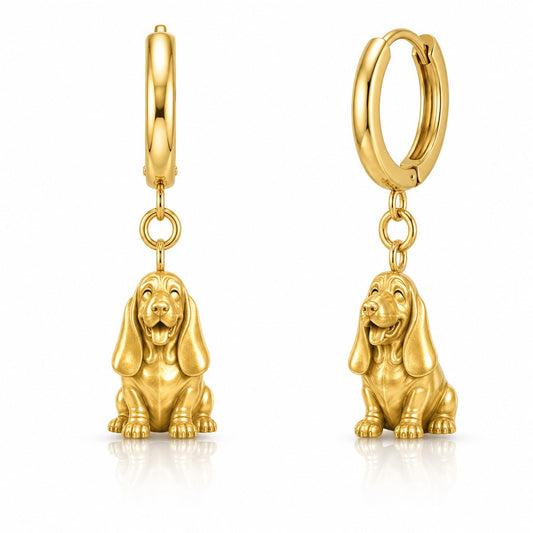 Basset Hound personalized companion handcrafted huggie earrings