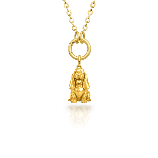 Soulyshine Basset Hound Purest Bond Dog Companion Charm Necklace - 18K Gold Vermeil front