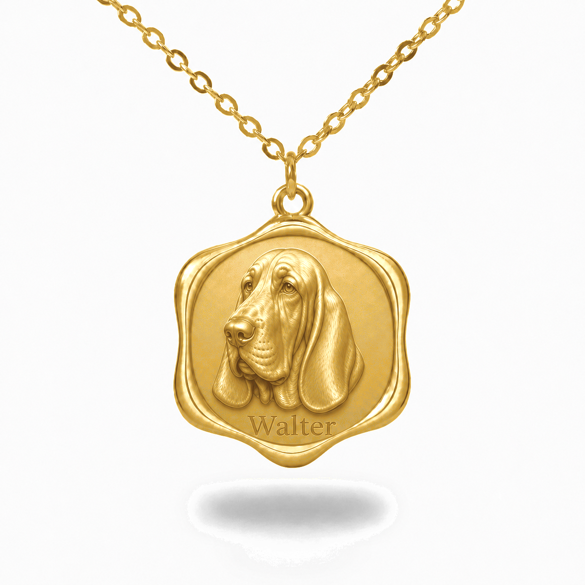 Soulyshine Basset Hound Precious Paw personalized pet photo necklace - 18K Gold Vermeil front