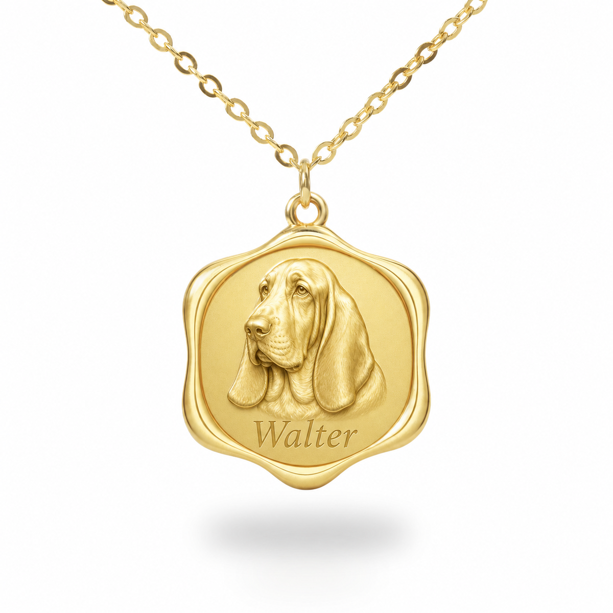 Soulyshine Basset Hound Precious Paw personalized pet photo necklace - 18K Gold Vermeil front
