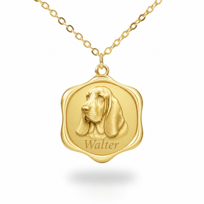 Soulyshine Basset Hound Precious Paw personalized pet photo necklace - 18K Gold Vermeil front