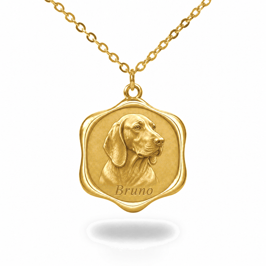 Soulyshine Bavarian Mountain Scent Hound Precious Paw personalized pet photo necklace - 18K Gold Vermeil front