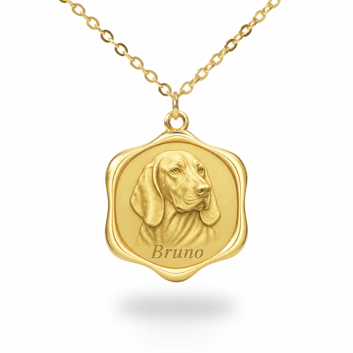 Soulyshine Bavarian Mountain Scent Hound Precious Paw personalized pet photo necklace - 18K Gold Vermeil front