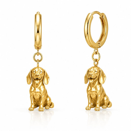 Beagle personalized companion handcrafted huggie earrings