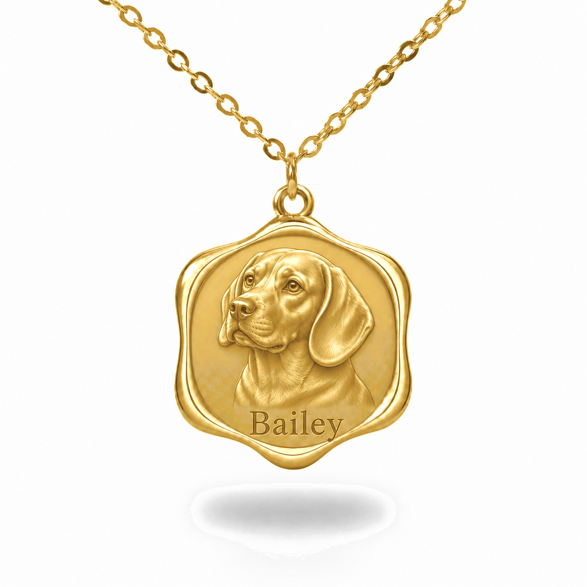 Soulyshine Beagle Precious Paw personalized pet photo necklace - 18K Gold Vermeil front