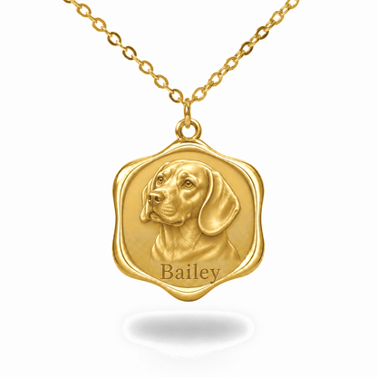 Soulyshine Beagle Precious Paw personalized pet photo necklace - 18K Gold Vermeil front