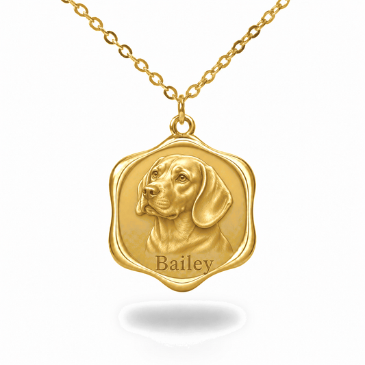 Soulyshine Beagle Precious Paw personalized pet photo necklace - 18K Gold Vermeil front