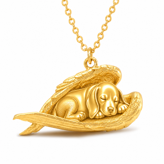 Soulyshine Beagle The Sleeping Angel – Personalized Pet Necklace - 18K Gold Vermeil front