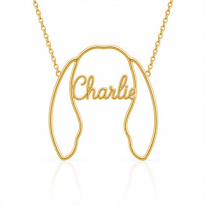 Soulyshine Beagle personalized outline pet face and name necklace in gold
