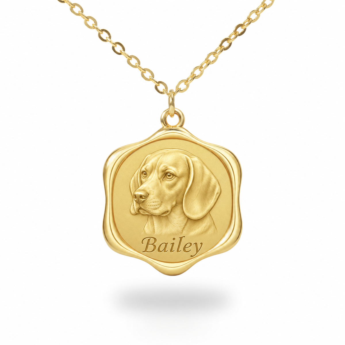 Soulyshine Beagle Precious Paw personalized pet photo necklace - 18K Gold Vermeil front