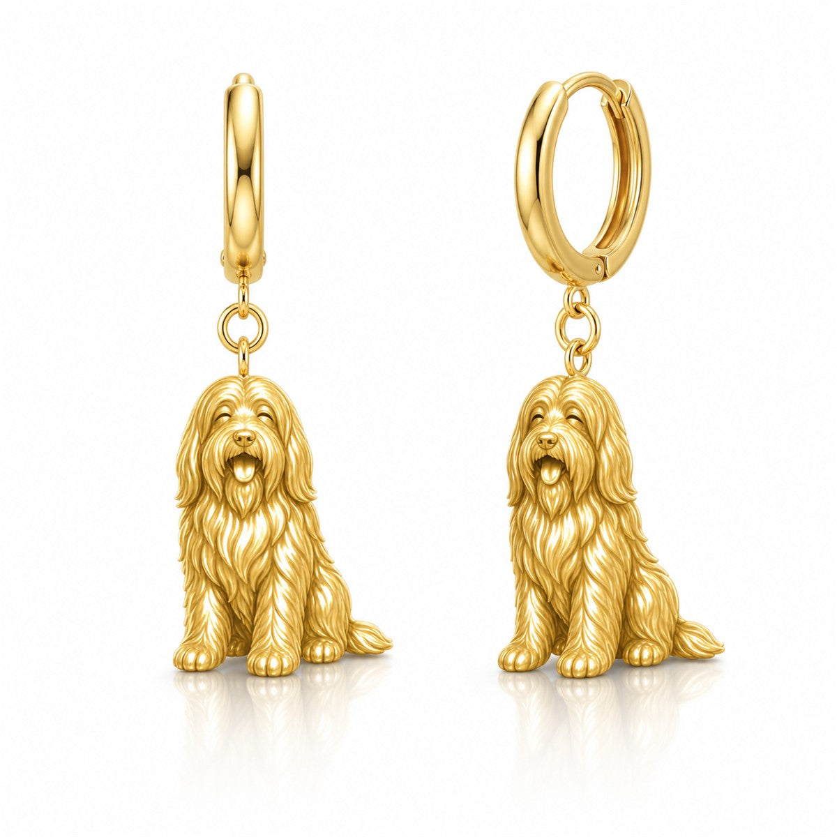 Bearded Collie personalized companion handcrafted huggie earrings