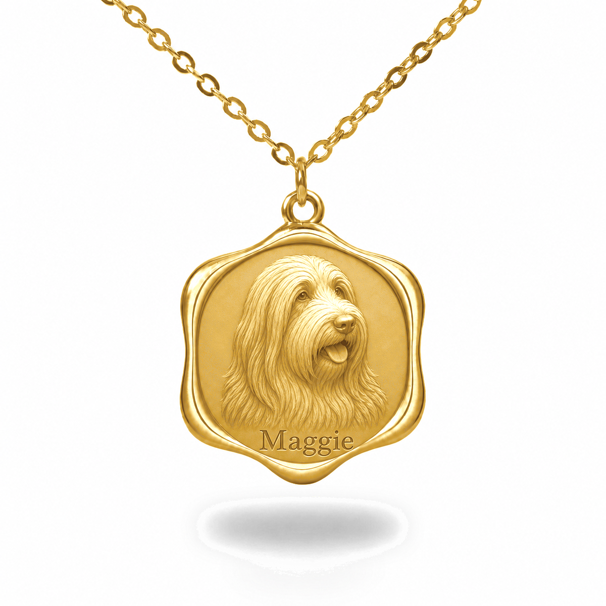 Soulyshine Bearded Collie Precious Paw personalized pet photo necklace - 18K Gold Vermeil front