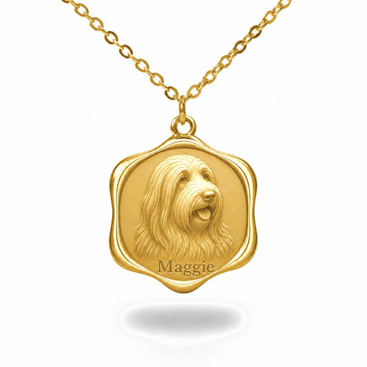 Soulyshine Bearded Collie Precious Paw personalized pet photo necklace - 18K Gold Vermeil front