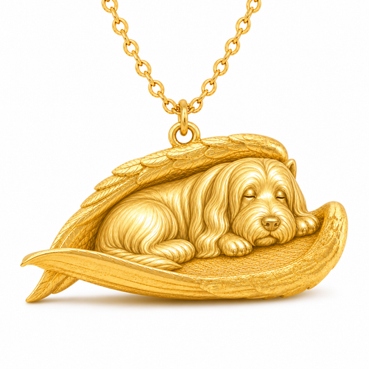 Soulyshine Bearded Collie The Sleeping Angel – Personalized Pet Necklace - 18K Gold Vermeil front