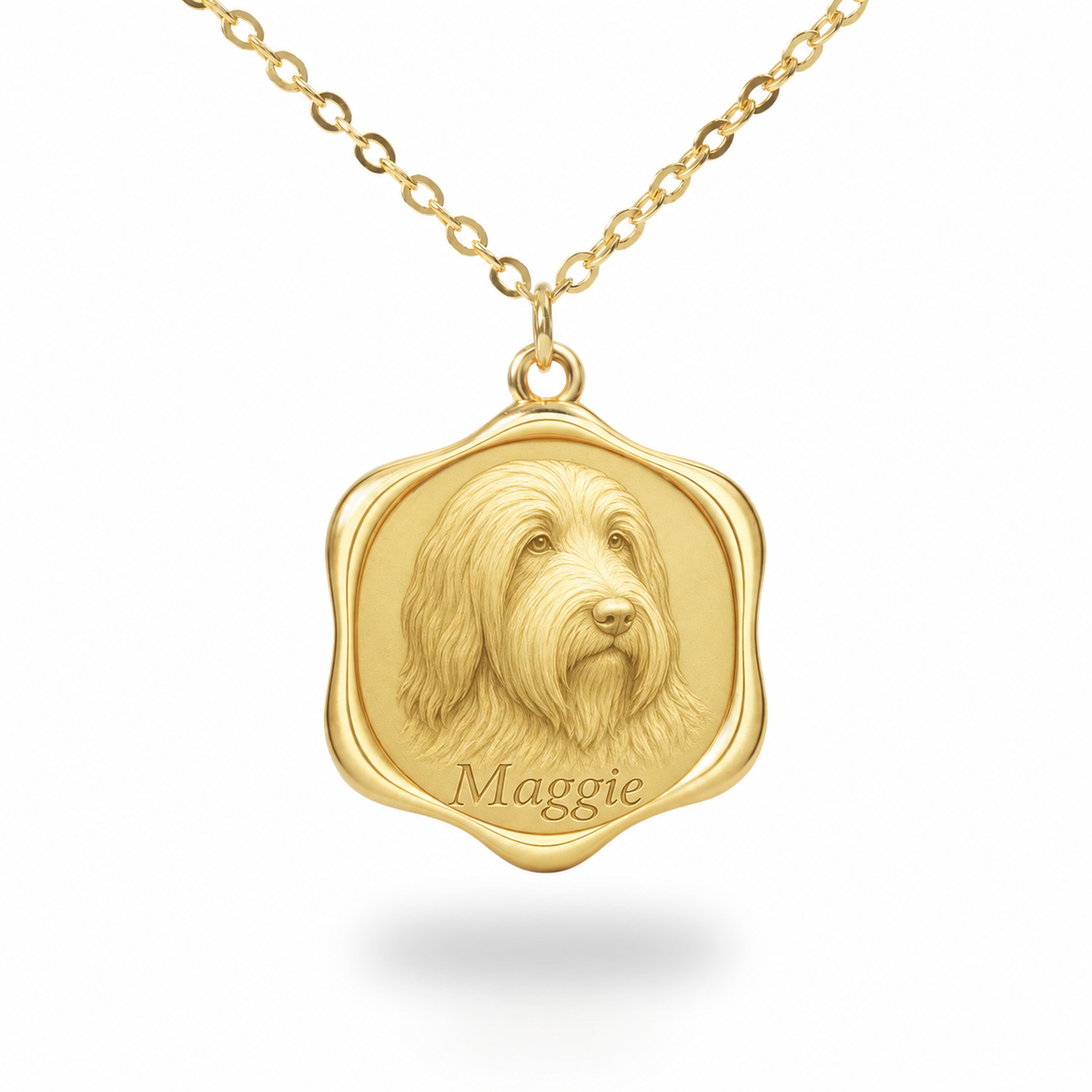 Soulyshine Bearded Collie Precious Paw personalized pet photo necklace - 18K Gold Vermeil front
