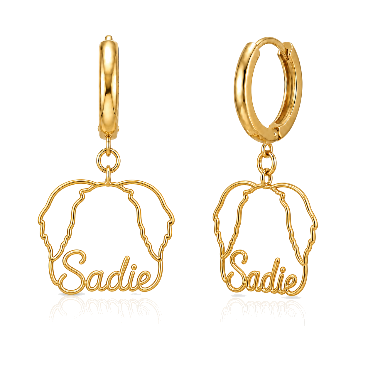 Bearded Collie Sadie personalized pet face earrings