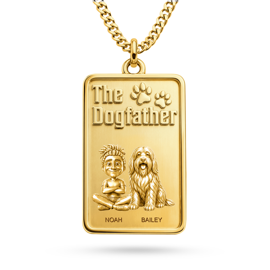 The Dogfather Bearded Collie personalized necklace