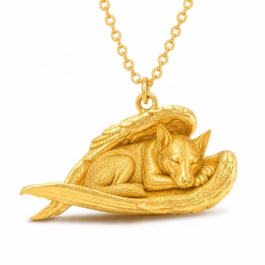 Soulyshine Beauceron The Sleeping Angel – Personalized Pet Necklace - 18K Gold Vermeil front