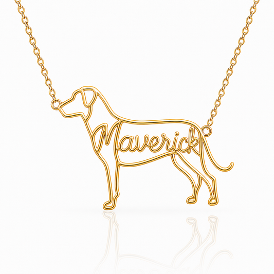 Soulyshine Beauceron personalized dog silhouette name necklace in gold - Maverick design