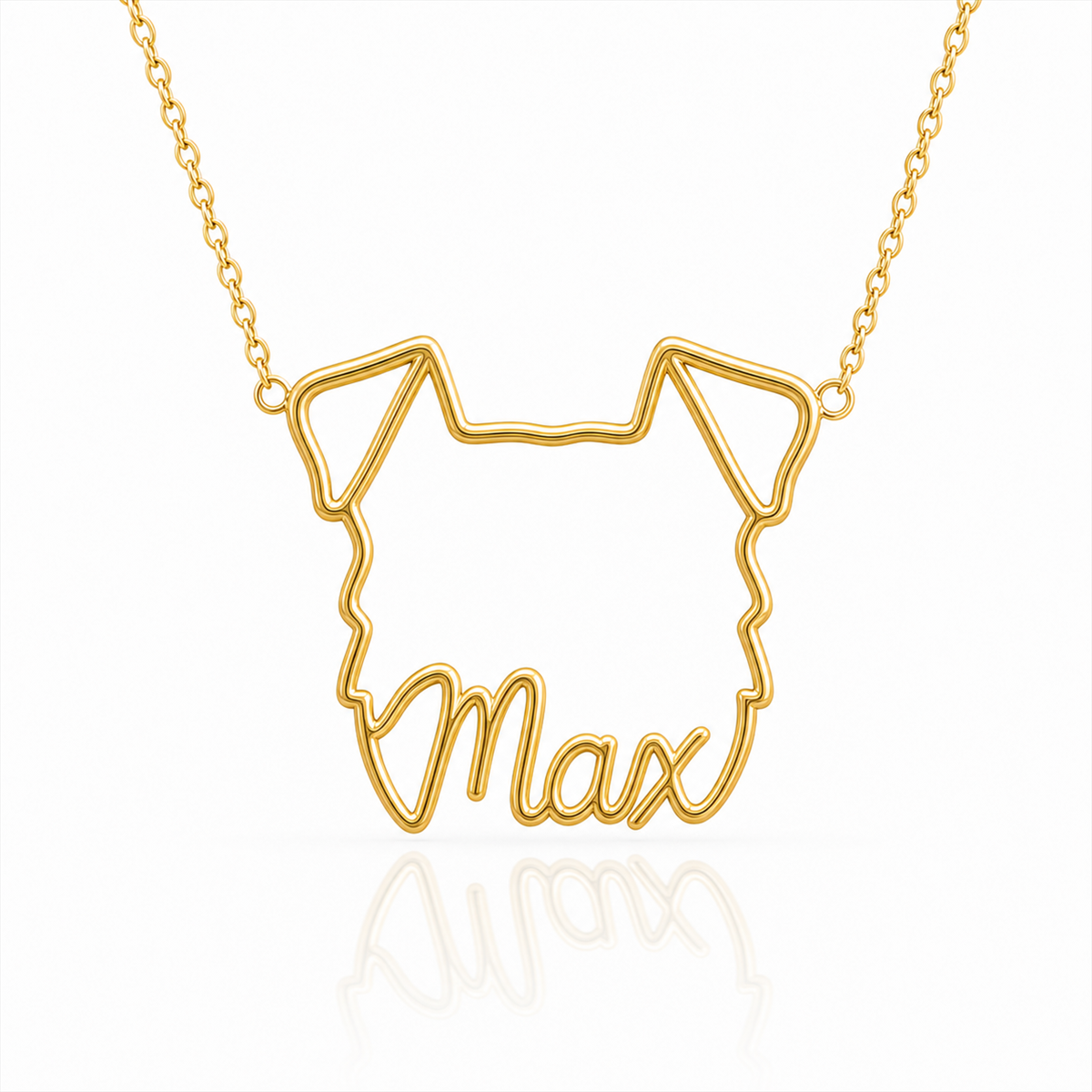 Soulyshine Beauceron personalized outline pet face and name necklace in gold