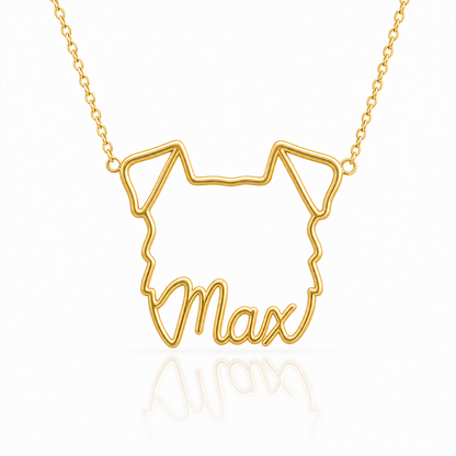 Soulyshine Beauceron personalized outline pet face and name necklace in gold