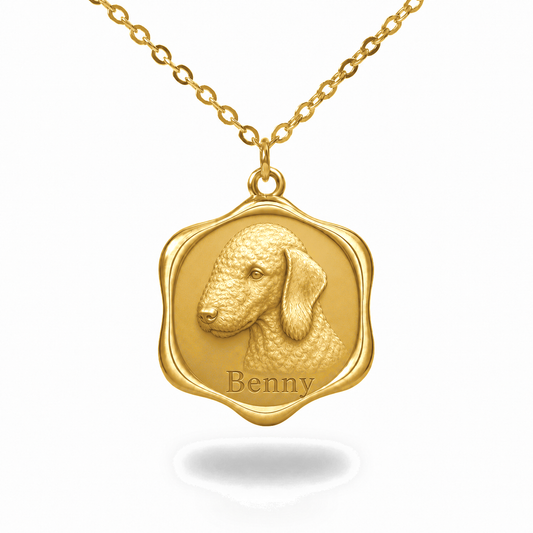 Soulyshine Bedlington Terrier Precious Paw personalized pet photo necklace - 18K Gold Vermeil front
