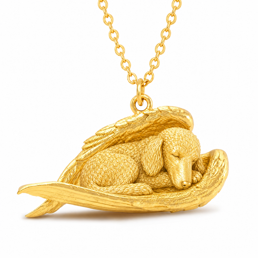 Soulyshine Bedlington Terrier The Sleeping Angel – Personalized Pet Necklace - 18K Gold Vermeil front