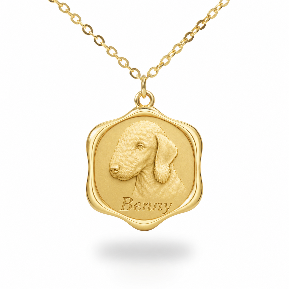 Soulyshine Bedlington Terrier Precious Paw personalized pet photo necklace - 18K Gold Vermeil front