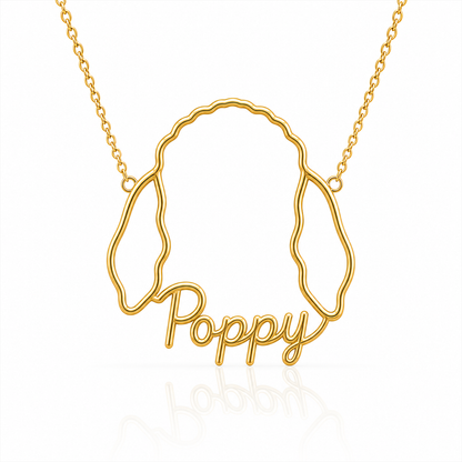 Soulyshine Bedlington Terrier personalized outline pet face and name necklace in gold