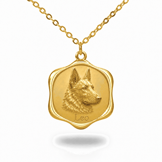 Soulyshine Belgian Laekenois Precious Paw personalized pet photo necklace - 18K Gold Vermeil front