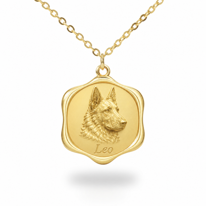 Soulyshine Belgian Laekenois Precious Paw personalized pet photo necklace - 18K Gold Vermeil front