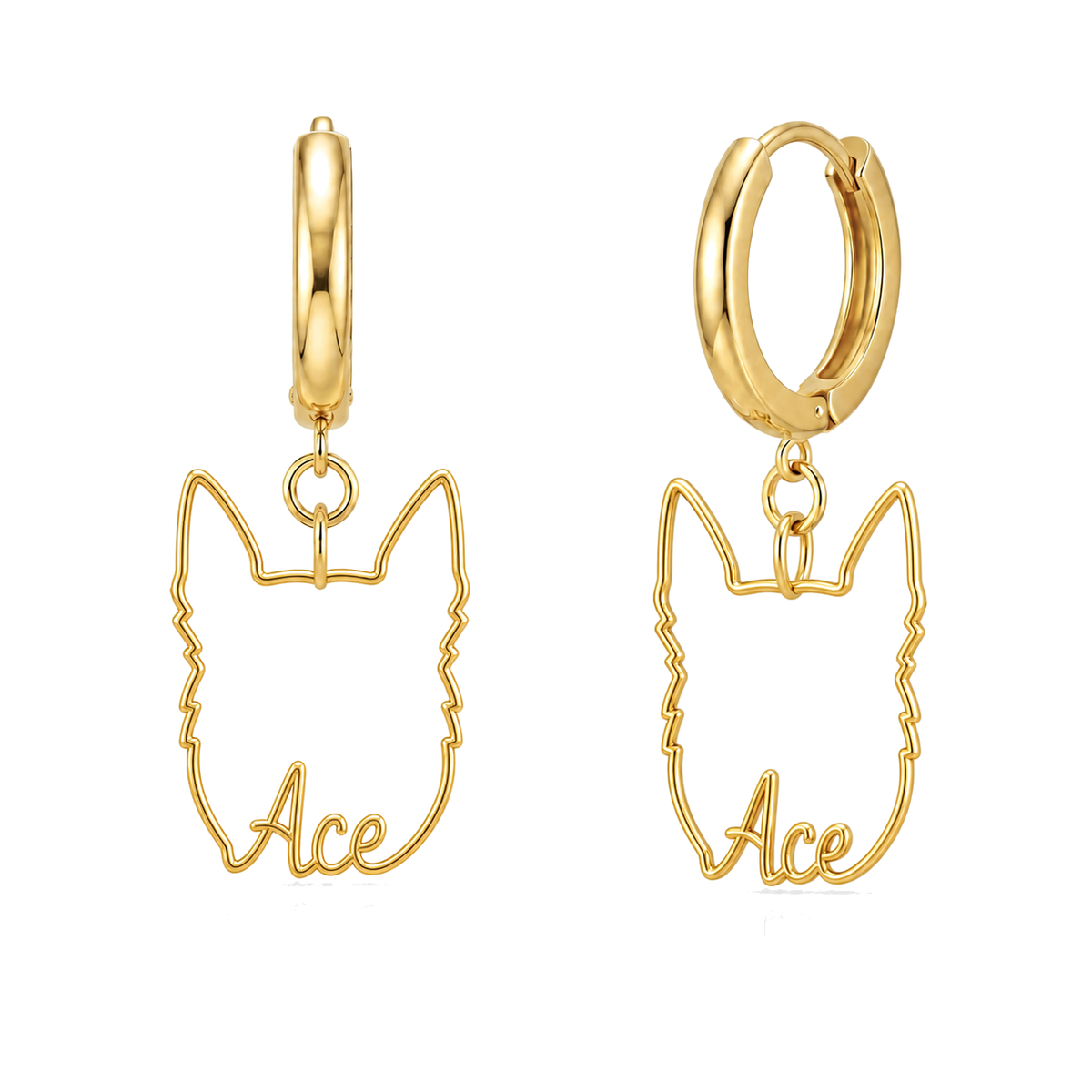 Belgian Malinois Ace personalized pet face earrings