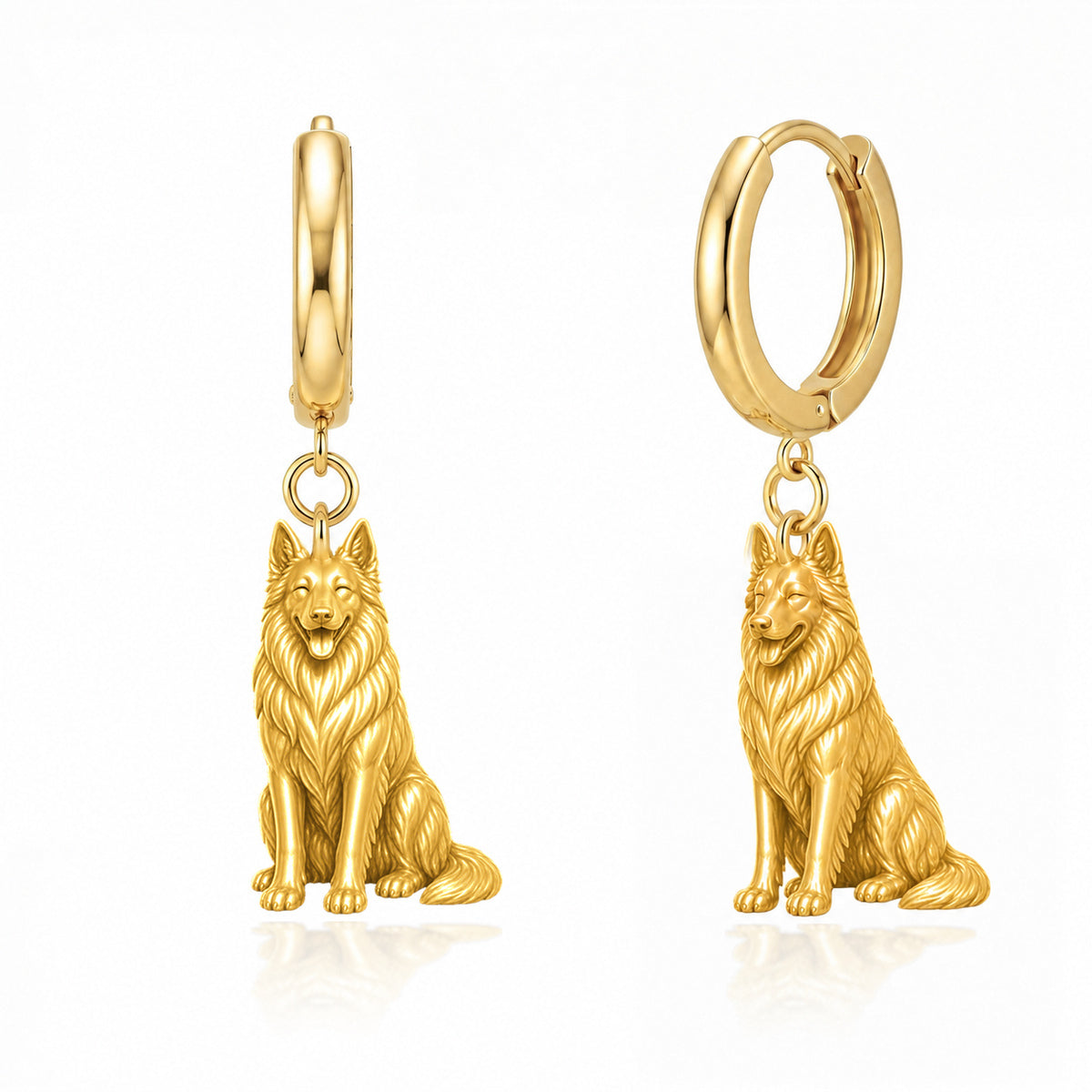 Belgian Sheepdog personalized companion handcrafted huggie earrings