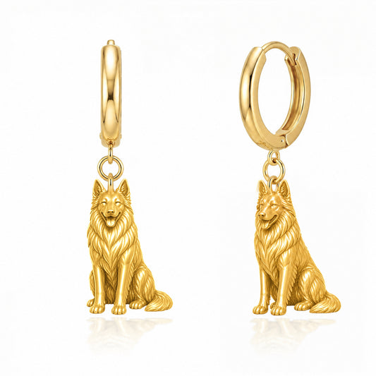 Belgian Sheepdog personalized companion handcrafted huggie earrings