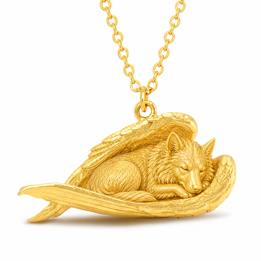 Soulyshine Belgian Sheepdog The Sleeping Angel – Personalized Pet Necklace - 18K Gold Vermeil front