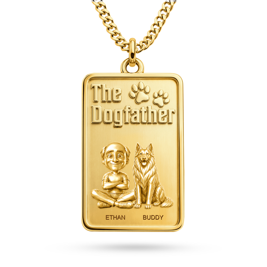The Dogfather Belgian Sheepdog personalized necklace