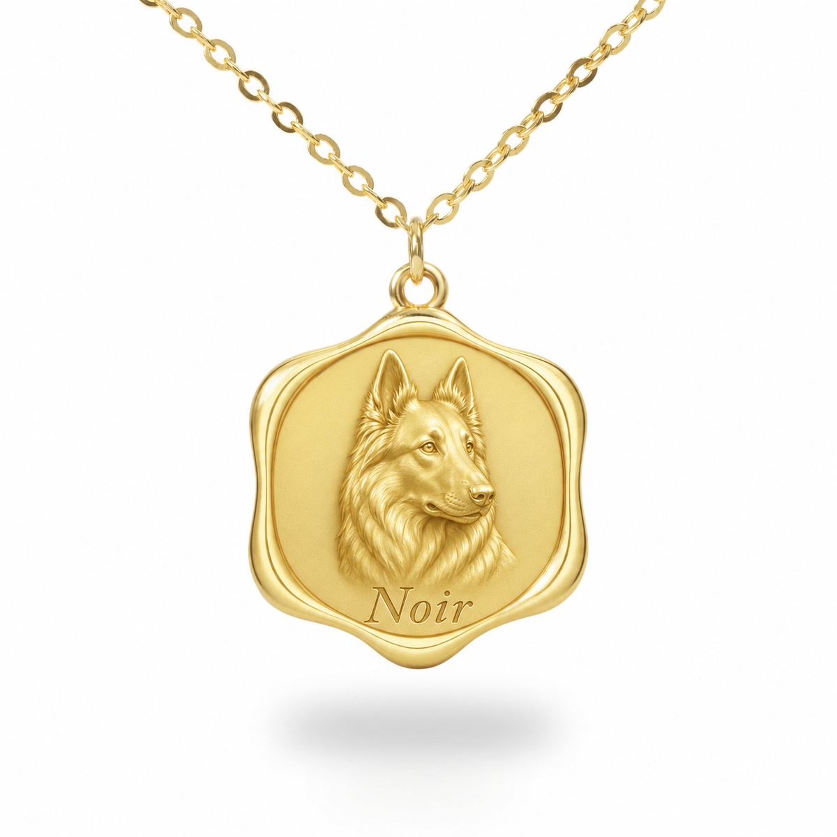 Soulyshine Belgian Sheepdog Precious Paw personalized pet photo necklace - 18K Gold Vermeil front