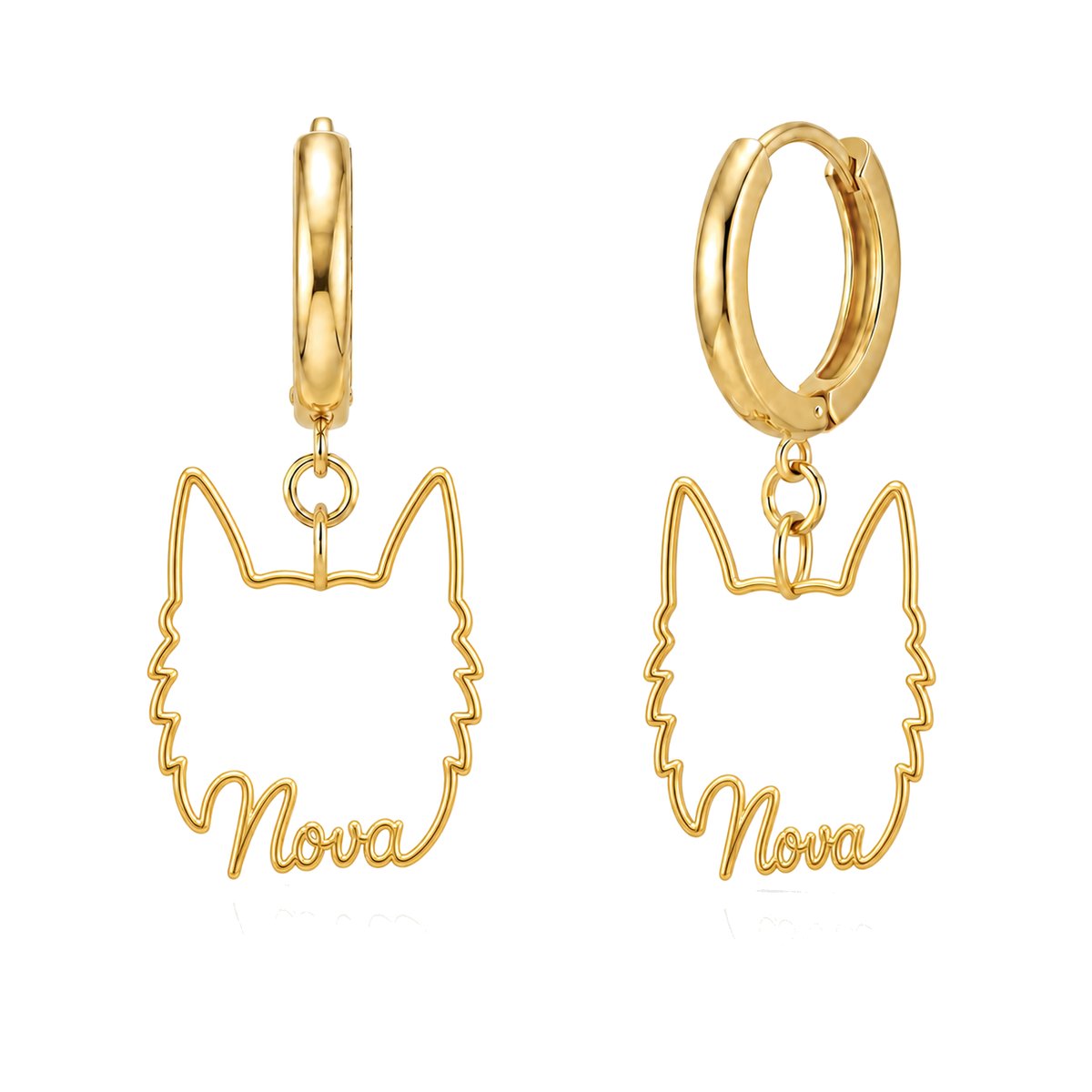 Belgian Sheepdog Nova personalized pet face earrings