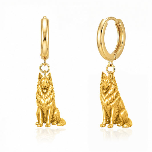 Belgian Tervuren personalized companion handcrafted huggie earrings