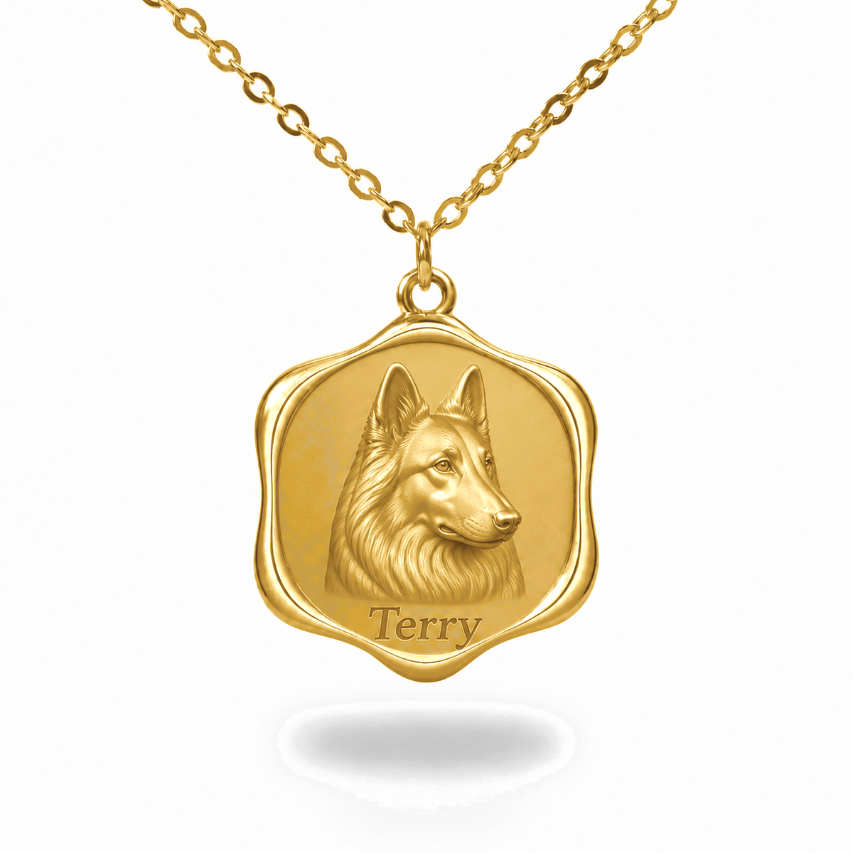 Soulyshine Belgian Tervuren Precious Paw personalized pet photo necklace - 18K Gold Vermeil front