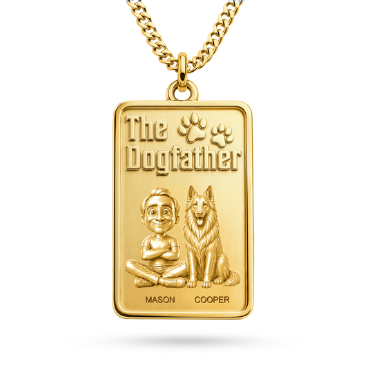 The Dogfather Belgian Tervuren personalized necklace