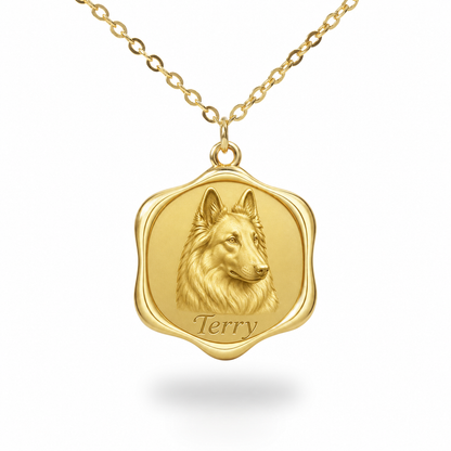 Soulyshine Belgian Tervuren Precious Paw personalized pet photo necklace - 18K Gold Vermeil front