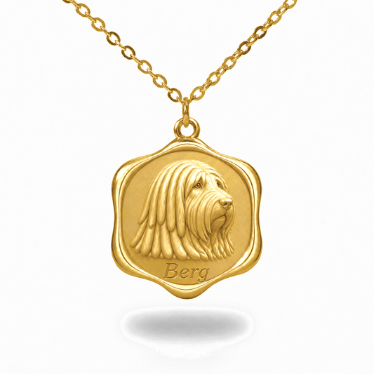 Soulyshine Bergamasco Sheepdog Precious Paw personalized pet photo necklace - 18K Gold Vermeil front